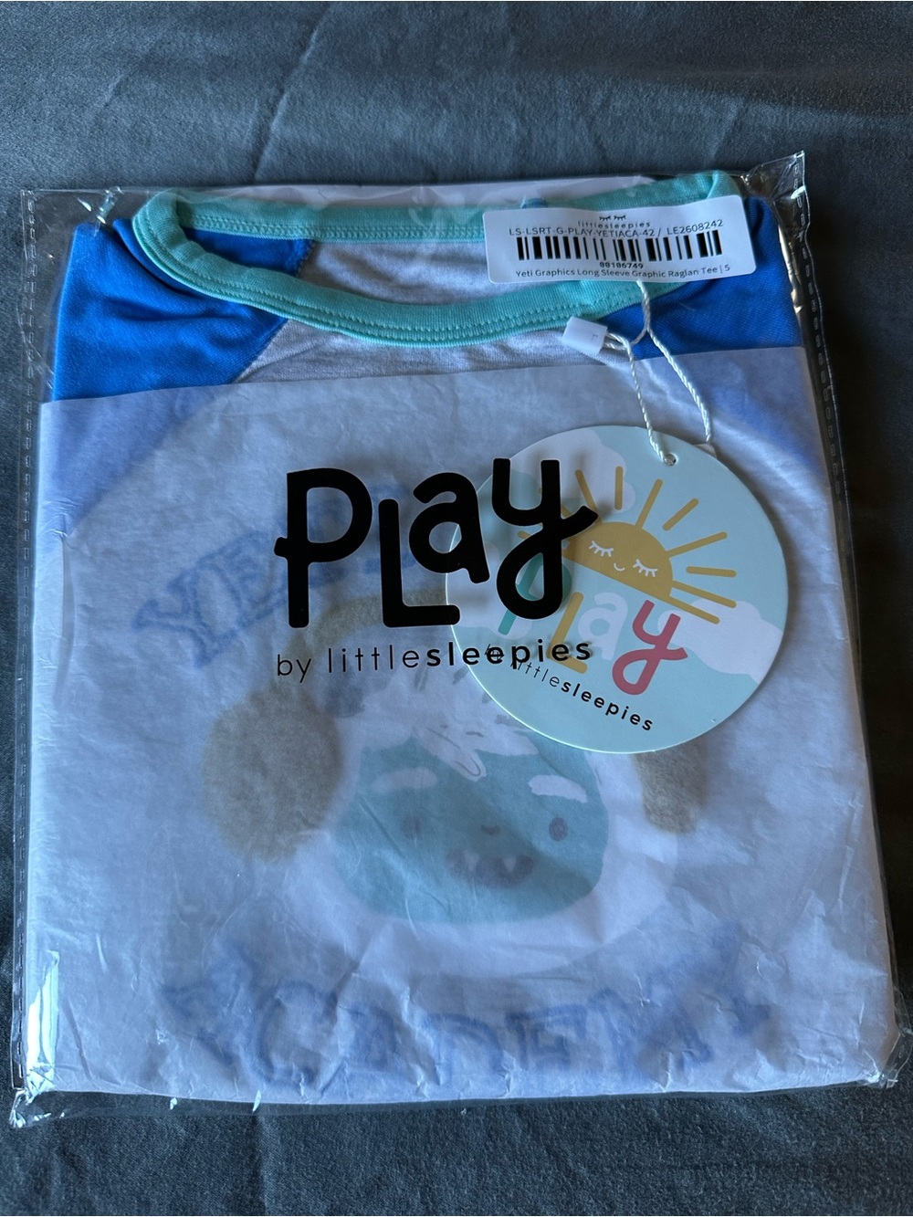 Play by littlesleepies Kids Graphic Tee - White with Blue & Aqua